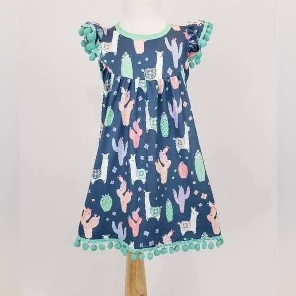 COPY - Llama Cactus Print Dress Sz 4 Clover Cottage